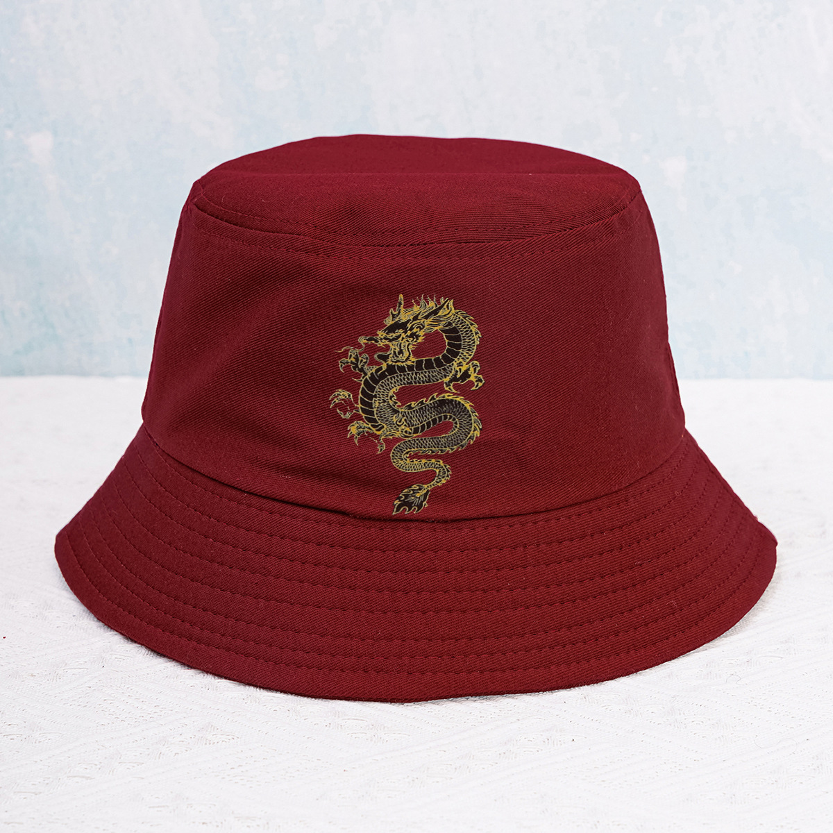 Unisex Simple Style Dragon Sewing Wide Eaves Bucket Hat display picture 11