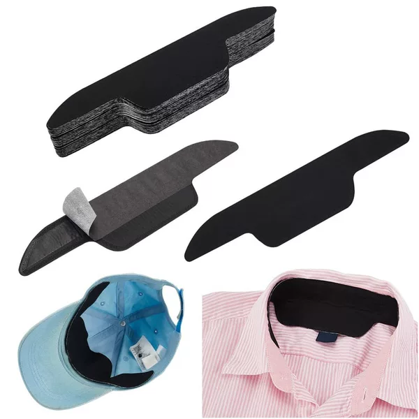 Disposable Collar Sweat-Absorbing Pads, Hat Sweat-Absorbing Pads, Shirt Collar Anti-Dirt Pads, Collar Anti-Sweat Inner Pads, Black