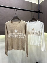 早秋新款高版本D家经典幸运星字母提花羊绒针织长袖微透