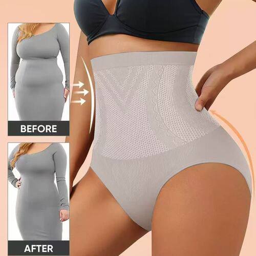 High-waisted cinched-in tummy control shaping body shaper seamless pure color leggings with elasticity for large women