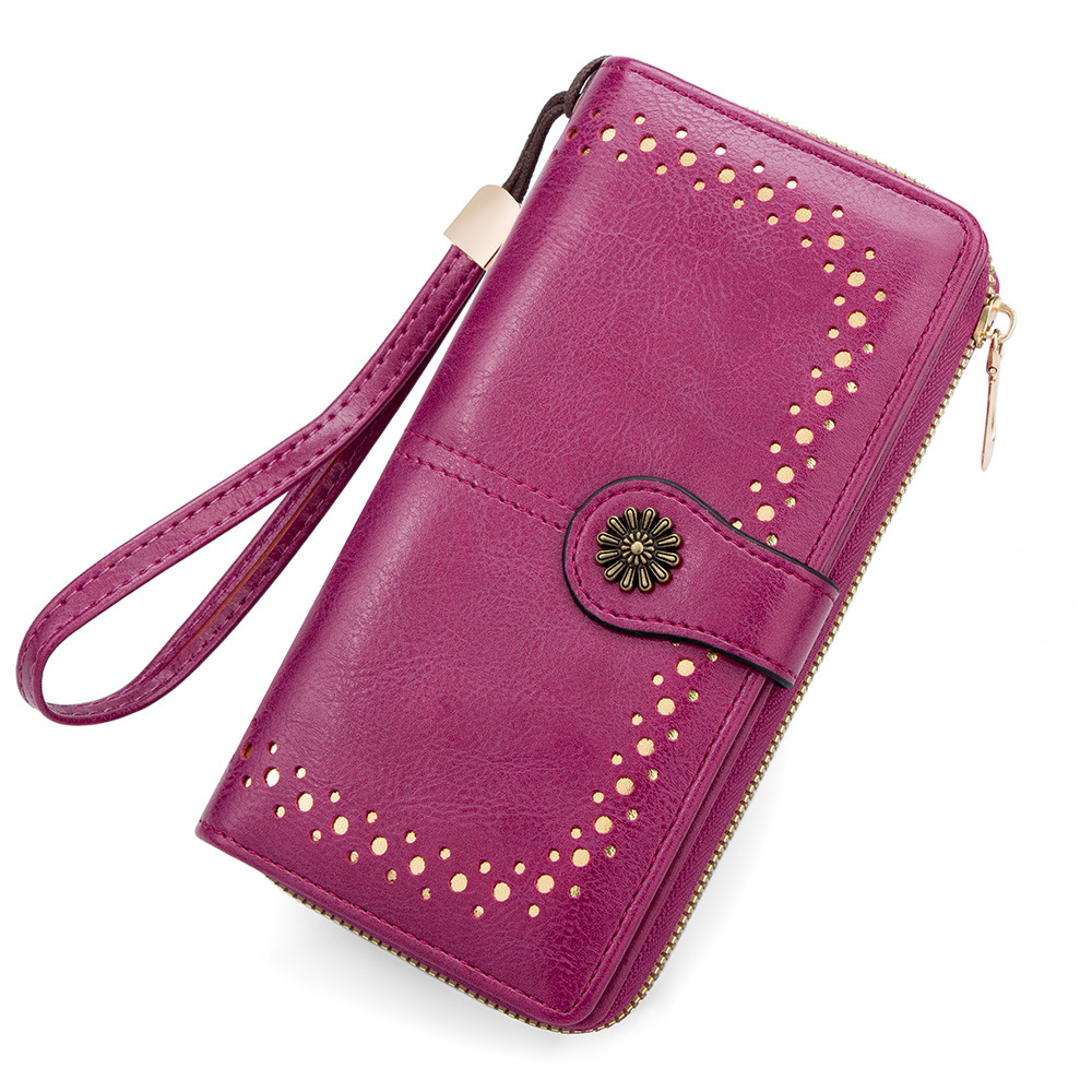 Cartera larga para mujer con cremallera