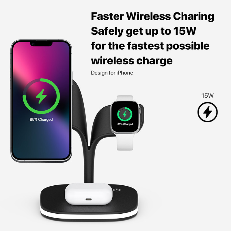 Portable Foldable Magnetic Phone Holder Itwch Phone Watch Horizontal Wireless Charger Phone Charging Base