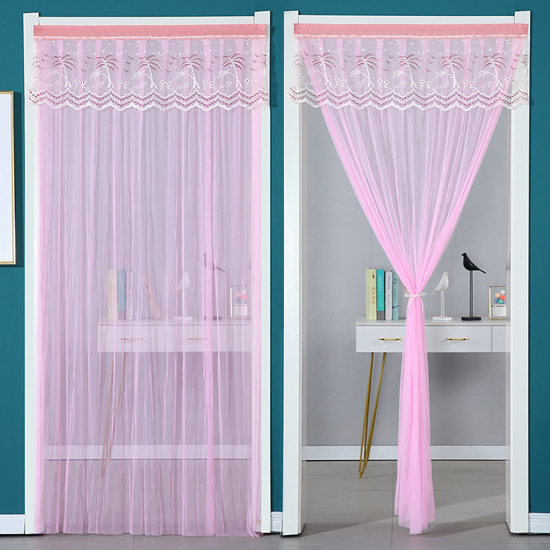 Summer Anti-Mosquito Door Curtain Home Bedroom Decorative Curtain Partition Lace Gauze Self-Adhesive Double Door Anti-Fly and Insect-Proof
