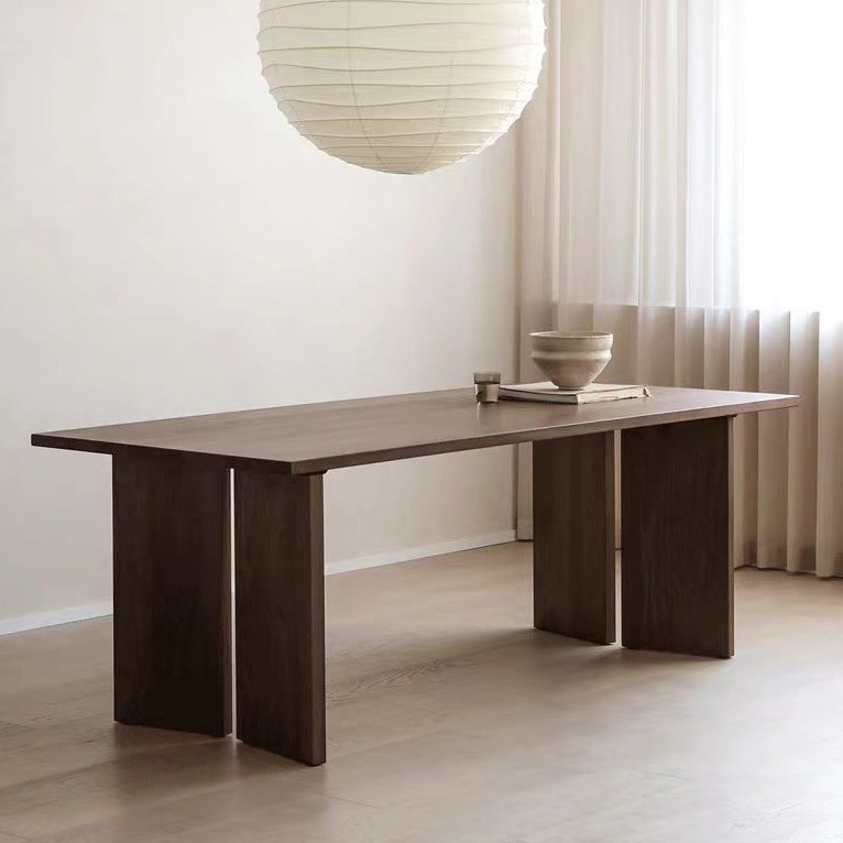 Walnut Dining Table and Chair Set for Home Use, Rectangular Large Solid Wood Dining Table, Tea Table, Desk, Modern and Simple