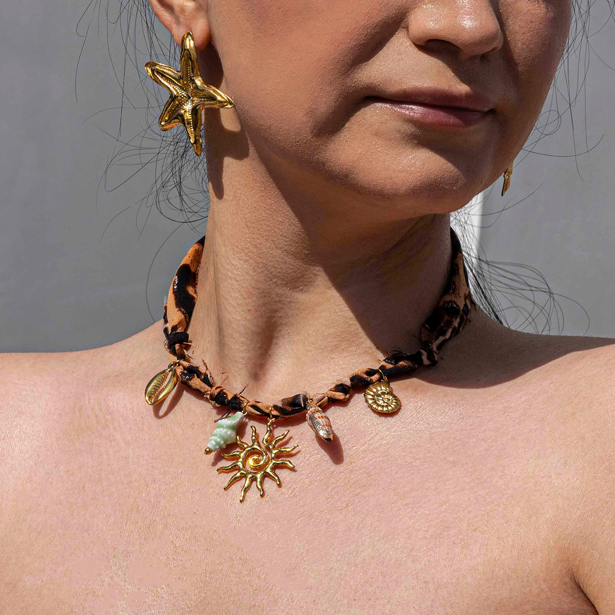 Taena collar de acero inoxidable europeo y americano 18k oro damas moda leopardo bufanda collar de acero titanio no se desvanece joyería ins