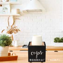 木质桌面纸杯收纳盒家用一次性纸杯木盒整理盒木质支架收纳台