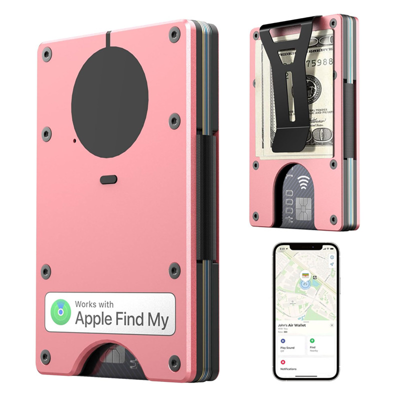 AirTag金属財布内蔵Airtagチップのシンプルな財布は、RFIDロック付きクレジットカードに対応しています