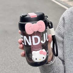 高颜値ストロー付きコップ屋外スポーツ耐落下プラスチックカップネット赤韓国版学生携帯二重飲みカップ
