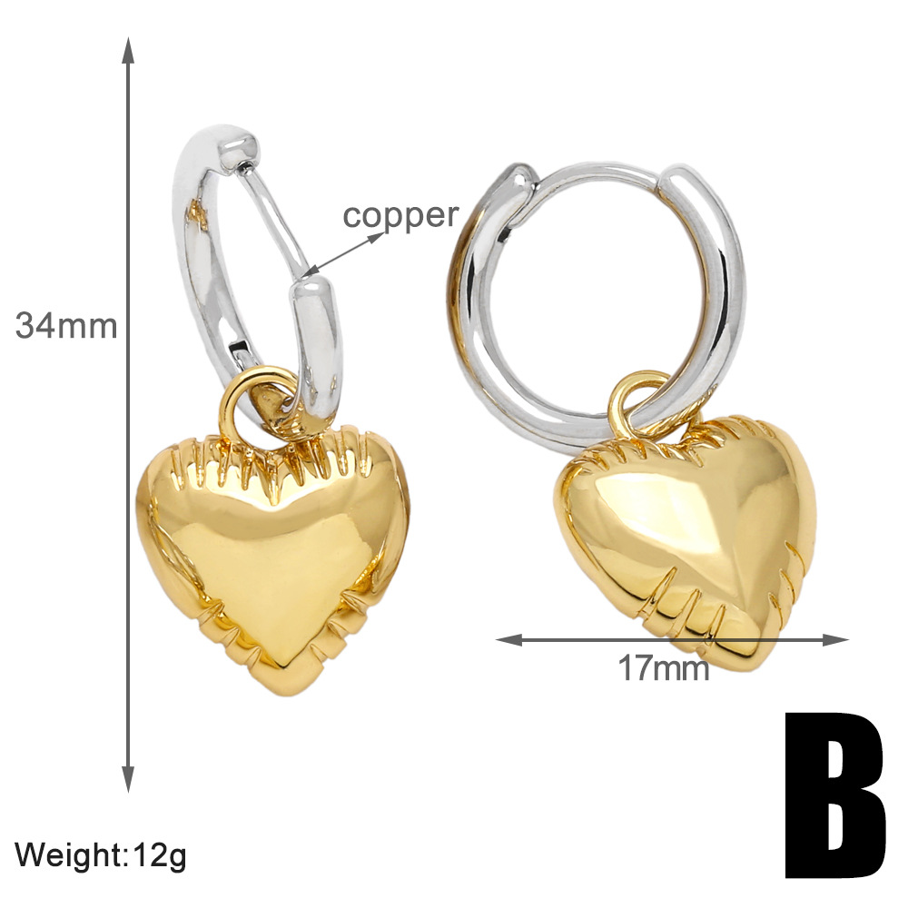 Drop Earrings Classification 1 Pair Casual Simple Style Star Heart Shape Hollow Out Copper 18K Gold Plated Drop Earrings