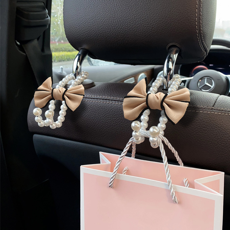 Gancho de lazo de perla para coche Gancho trasero del asiento delantero para coche Gancho pequeño multifuncional para coche