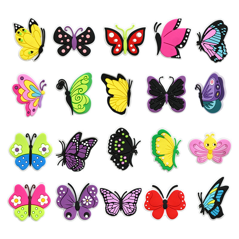 Cartoon cute butterfly PVC soft plastic plastic drop decorative hole shoes garden shoes accessories creative personality shoe buckle wholesale Cartoon cute butterfly PVC soft plastic plastic drop decorative hole shoes garden shoes accessories creative personality shoe buckle wholesale