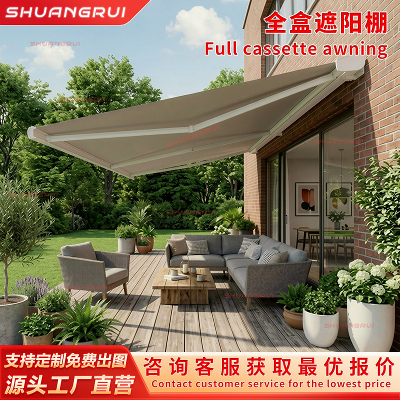 Direct supply from industrial zone: retractable awning, outdoor sun and rain protection canopy, curved arm awning with LED lights, retractable rain canopy Direct supply from industrial zone: retractable awning, outdoor sun and rain protection canopy, curved arm awning with LED lights, retractable rain canopy