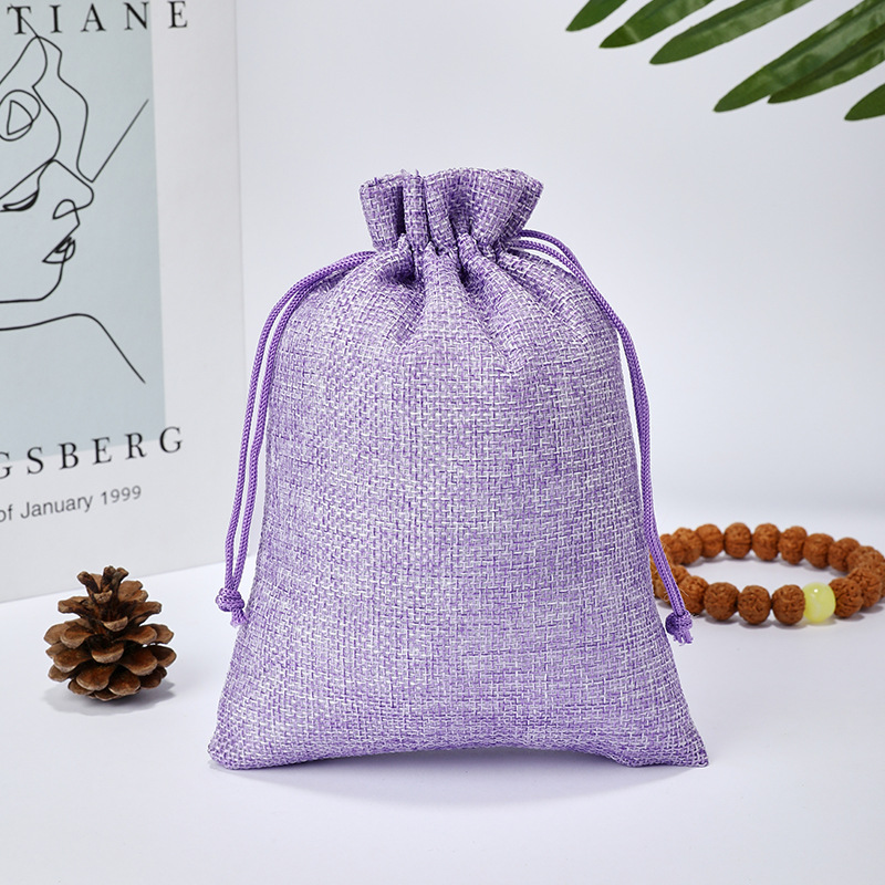 Fábrica en stock bolsa de lino Wenwan bolsa de embalaje de la joyería bolsa de té zongzi Almacenamiento de lino bolsa de cordón al por mayor