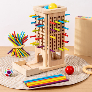 Early Education Three-In-One Wooden Stick Tabletop Game Color Recognition Family Interactive Thinking Training Kidsren's Educational Toys