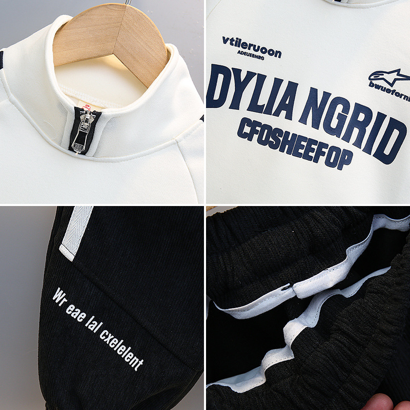 7699 Traje para niños y niños 2025 nueva ropa casual suéter atractivo primavera primavera primavera primavera primavera y otoño bebé traje de dos piezas marea