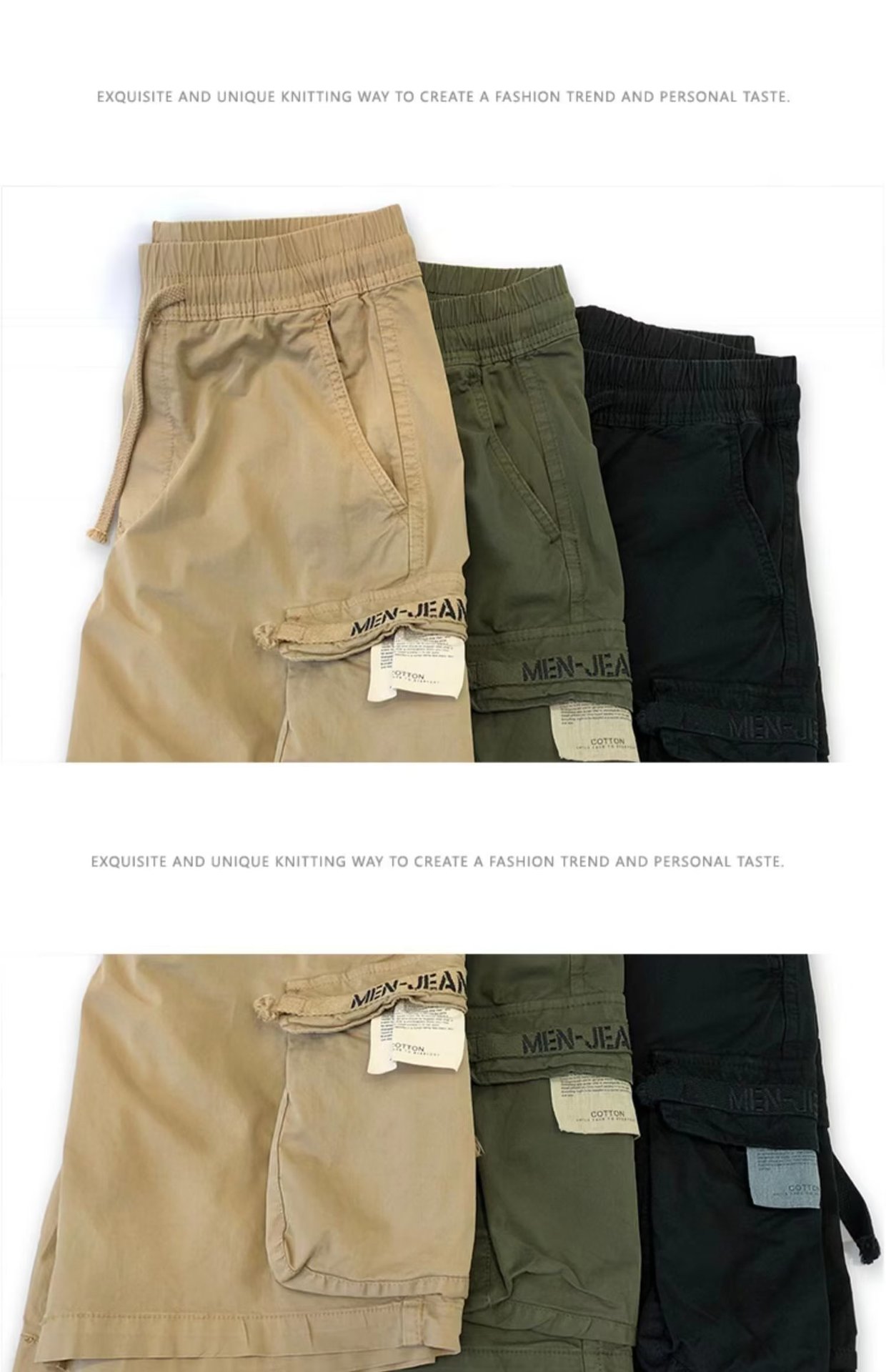 Men's Style Cargo Shorts Trendy Summer Casual Loose Fit Pure Cotton Five Point Pants_viptrois.com