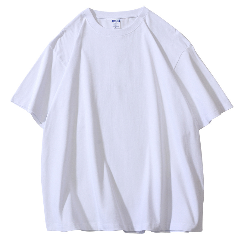 240g algodón peinado de algodón pesado de manga corta camiseta de los hombres y las mujeres de color sólido básico blanco camiseta de fondo camisa de verano de la moda de media manga