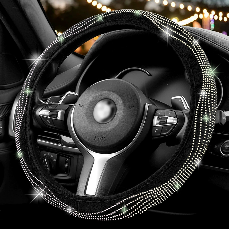 Новая крышка рулевого колеса автомобиля с алмазной вставкой эластичное не внутреннее кольцо в форме волны четыре сезона универсальная трансграничная крышка ручки горячего бурения горячая продажа