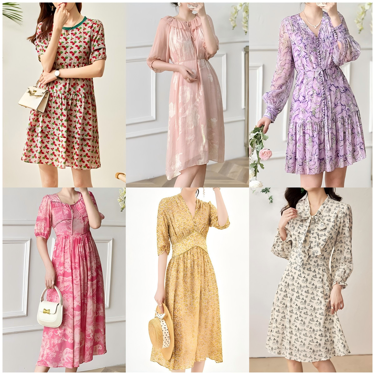 Váy lụa maxi nữ thắt eo mùa hè — 2309202 - Vàng