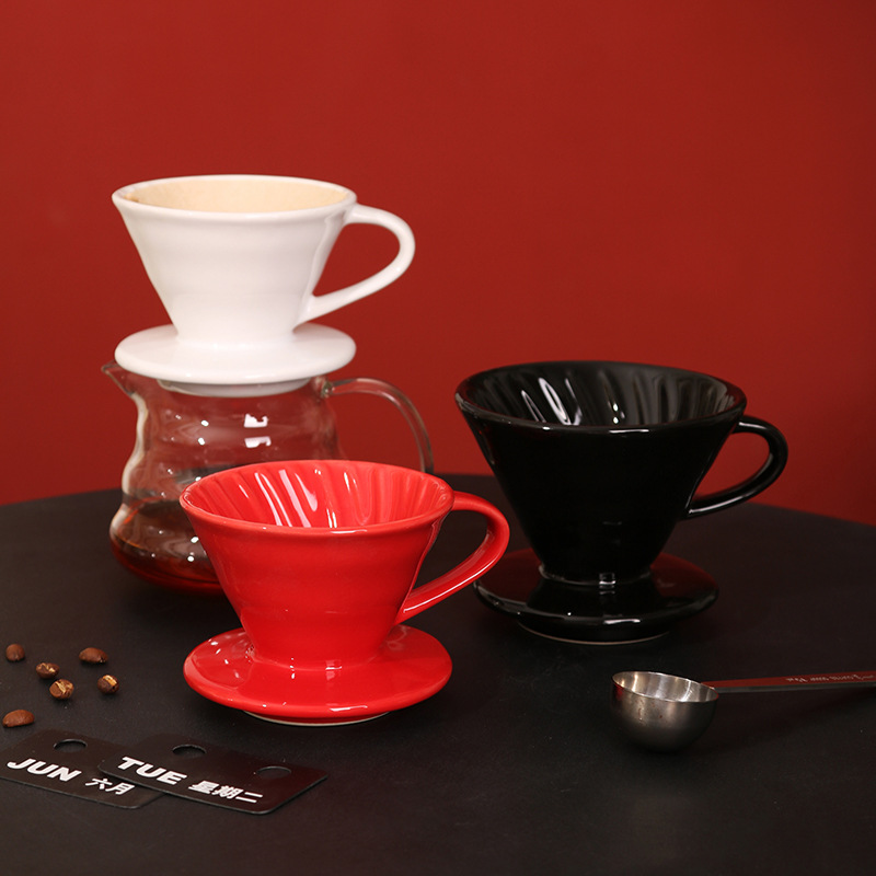 Filtro de café de cerámica con cono de filtro en espiral, herramienta de goteo V60 para preparar café.