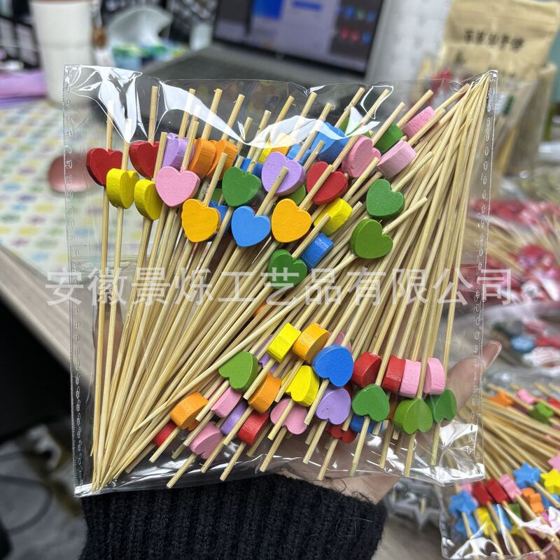 ミックスカラーのハート、梅の花、五芒星の使い捨てフルーツピック、クリエイティブなフルーツピック、スナックピック、100本/パック、メーカー|undefined
