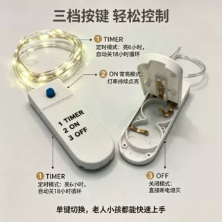 定时电池盒圣诞节日CR2032六伏定时LED铜线装饰花束礼盒装饰