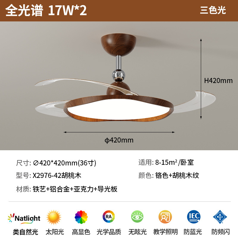 北欧隐形超薄风扇灯客厅吸顶灯餐厅卧室现代简约大气全光谱护眼灯|undefined