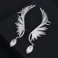 Серебряные серьги-капли Angel Wings, 925 пробы, микропаве из Zircon, элегантная каплевидная форма