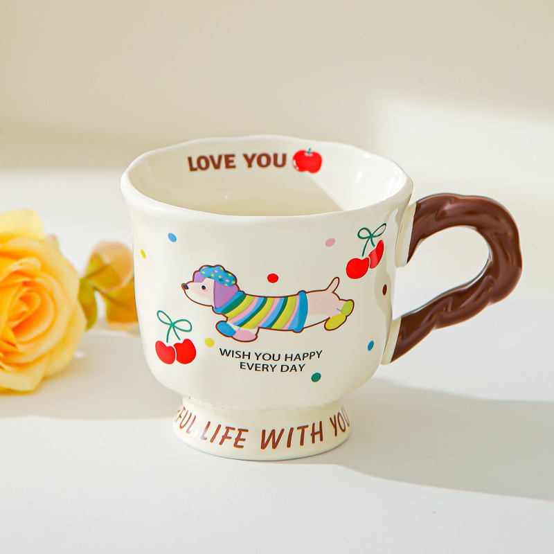 Creativo lindo salchicha cerámica taza taza de pareja taza de agua taza de café casera regalo de cumpleaños para amigos