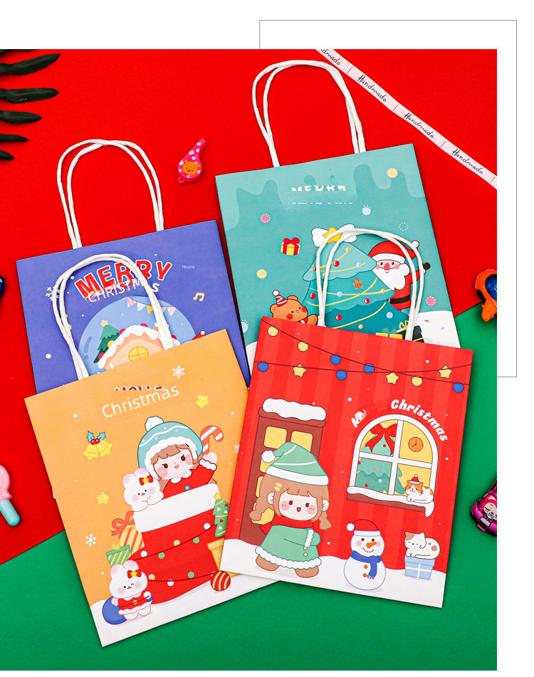 Christmas Gift Bag Snowman Elk Kraft Paper Bag Gift Packaging Bag Christmas Eve Cartoon Gift Bag_voghion.com