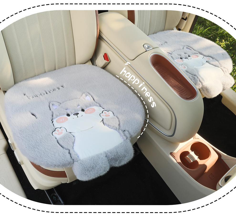 Winter plush car seat cushions, cartoon embroidery, car interior accessories, high-end car supplies, car seat covers, available for drop shipping