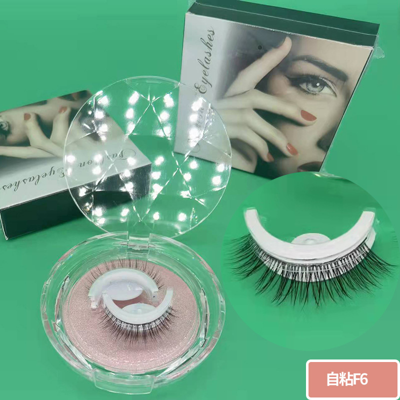 Pestañas postizas autoadhesivas cálidas un par de pestañas caja de cristal tira adhesiva doble sin pegamento pestañas postizas tridimensionales