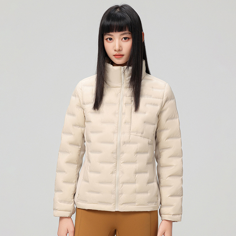 2025 nueva chaqueta de pluma de cuello vertical para mujeres invierno 90 vello a prueba de viento caliente delgado y ligero abrigo de pluma para hombres