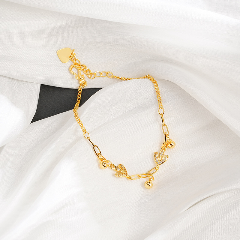 Pulsera de hojas de borla redonda s3423