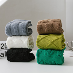 Green Cactus Socks with Reverse Ribbed 3D Patterns, Mid-Calf Pure Cotton Klein Blue Heart Solid Trendy Socks