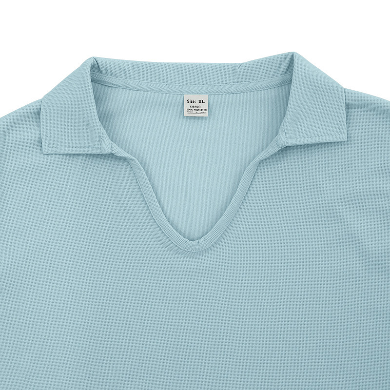 Podzimní a zimní americké pánské tričko s dlouhým rukávem, tenký střih, vaflový styl, slim fit, klopový pletený svetr pro muže_voghion.com