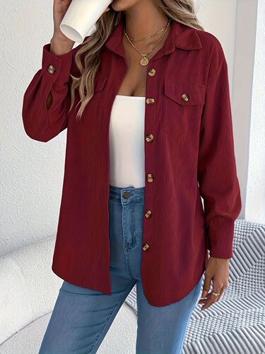 Linen-blend button-up shirt long sleeve women's high quality autumn new simple commuting casual outerwear