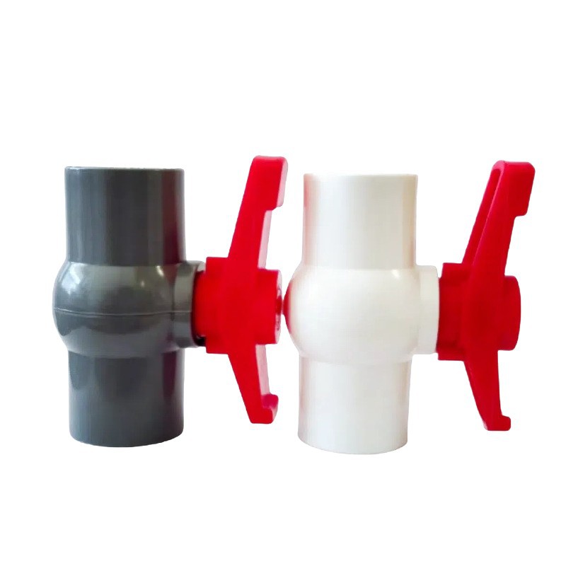 Válvula de bola de PVC tubería de alimentación de agua 4 puntos 6 puntos gris blanco PVC tornillo de agua del grifo alambre interno interruptor de válvula de bola de plástico