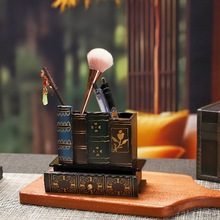 欧式复古假书笔筒摆件创意书房办公桌面笔盒摆设装饰品木质工艺品