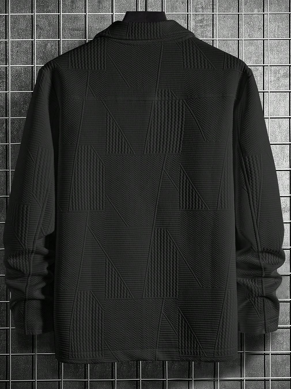Men's Monochrome Jacquard Casual Single Breasted Jacket_voghion.com