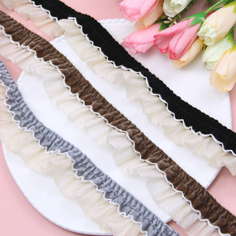 经典双层立体雪纺荷叶褶皱花边边 DIY洛丽塔洋装裙摆服装装饰辅料