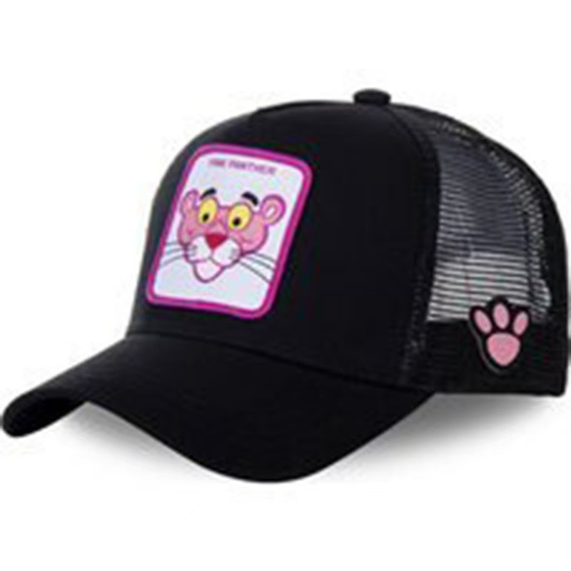 Comercio exterior dibujos animados rosa leopardo travieso gorra de béisbol anime hip-hop gorra de red sombrero de conductor de camión americano en vivo al por mayor