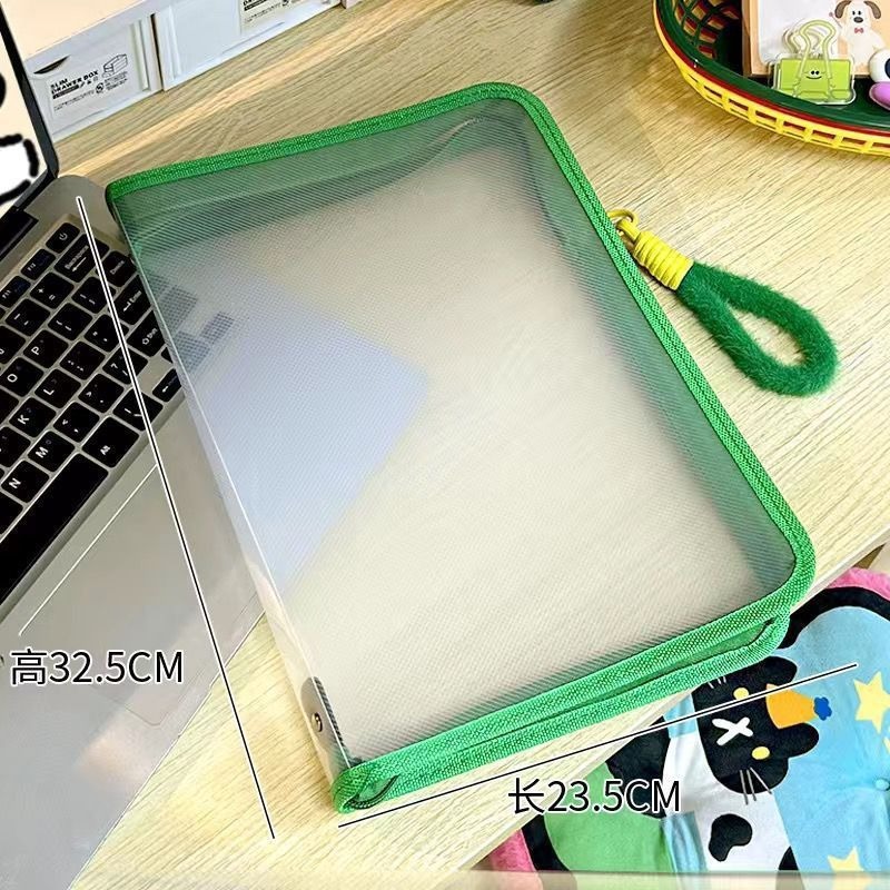 Bolsa de almacenamiento verde + mango de peluche