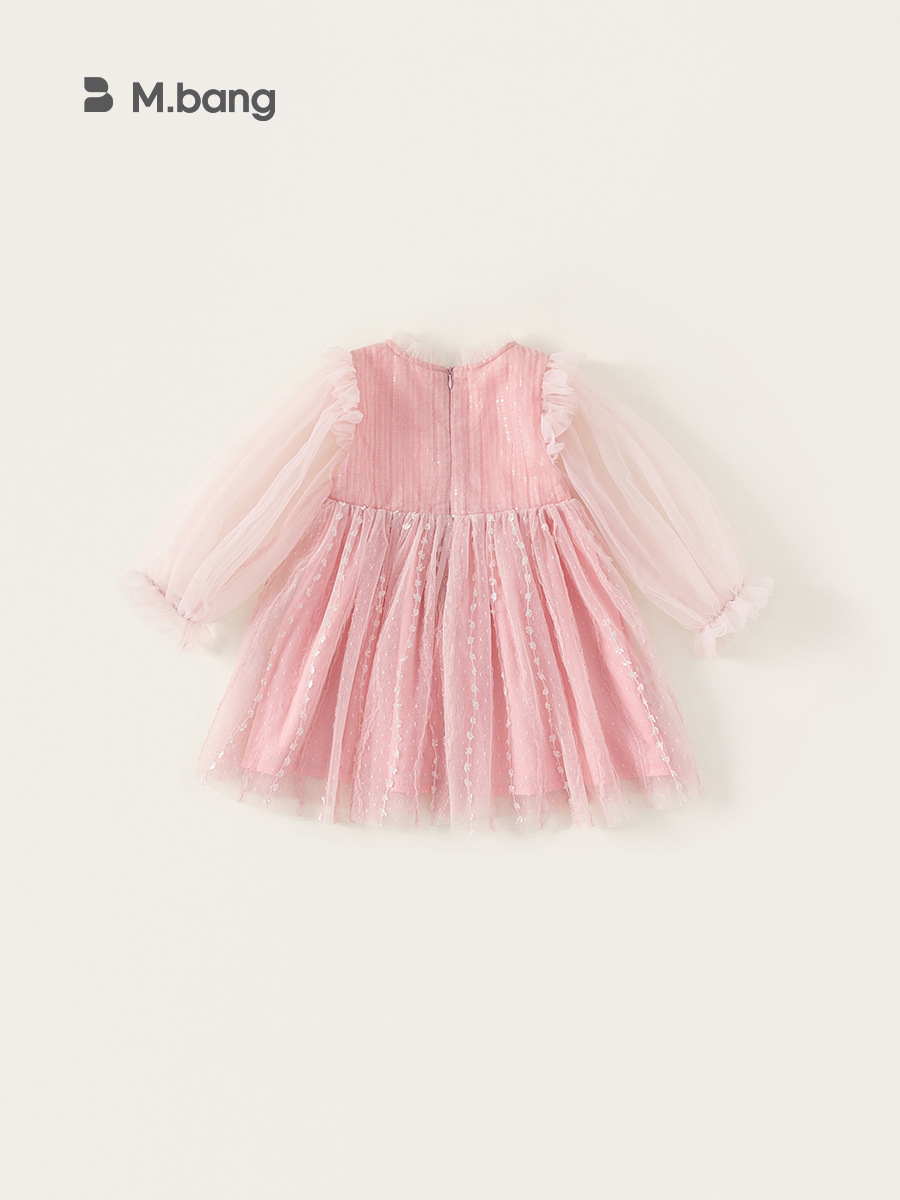 Yubao ropa infantil primavera y otoño ropa de niña coreana para niños manga larga red de ropa de bebé vestido de princesa rosa image 5