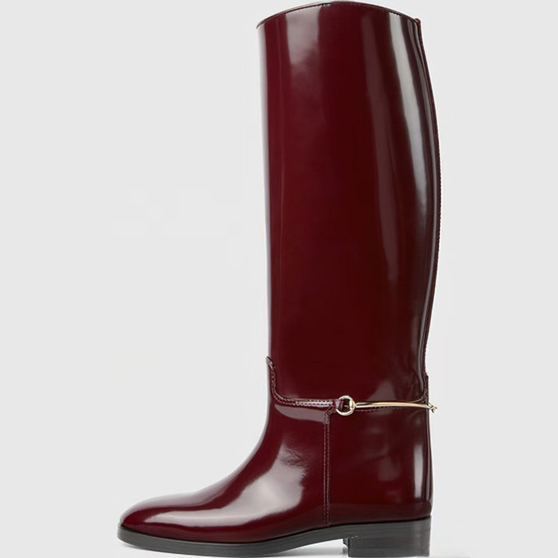 Large size low heel high boots round head autumn and winter new equestrian boots knight boots show flat women's boots_voghion.com