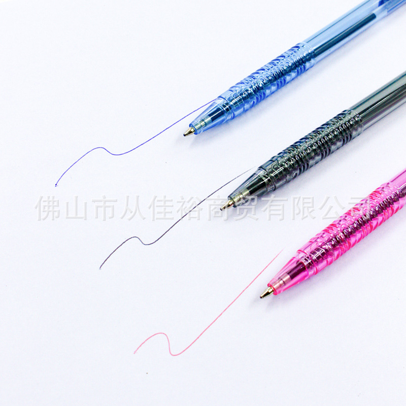 Wholesale Free Horse Office Pen 309 Ballpoint Pen Push Ballpoint Pen Economic Transparent Blue Ballpoint Pen Free Shipping