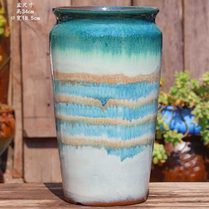 大口径グリーンダルシム多肉植物オオバコ紫大万百クリエイティブ陶器ポット粗い陶器砂土陶器ポット植木鉢大型レトロ|undefined