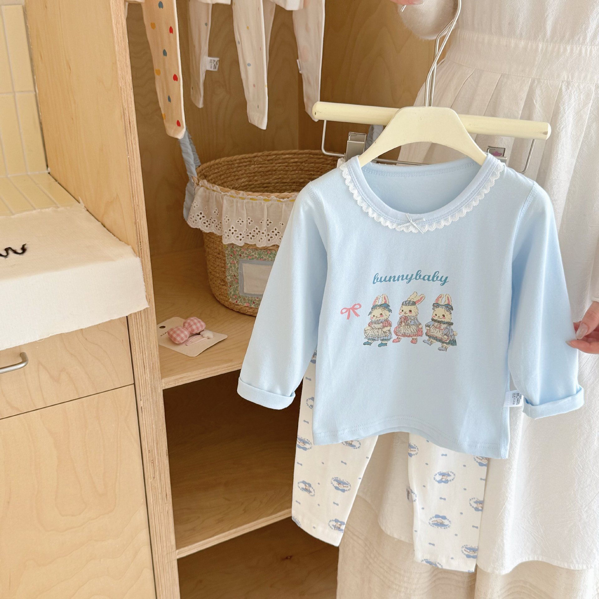 Pijamas infantiles, pantalones para bebés, dibujos animados, ropa para niños, pantalones de manga larga coreanos, set de cuello redondo para niños y niñas