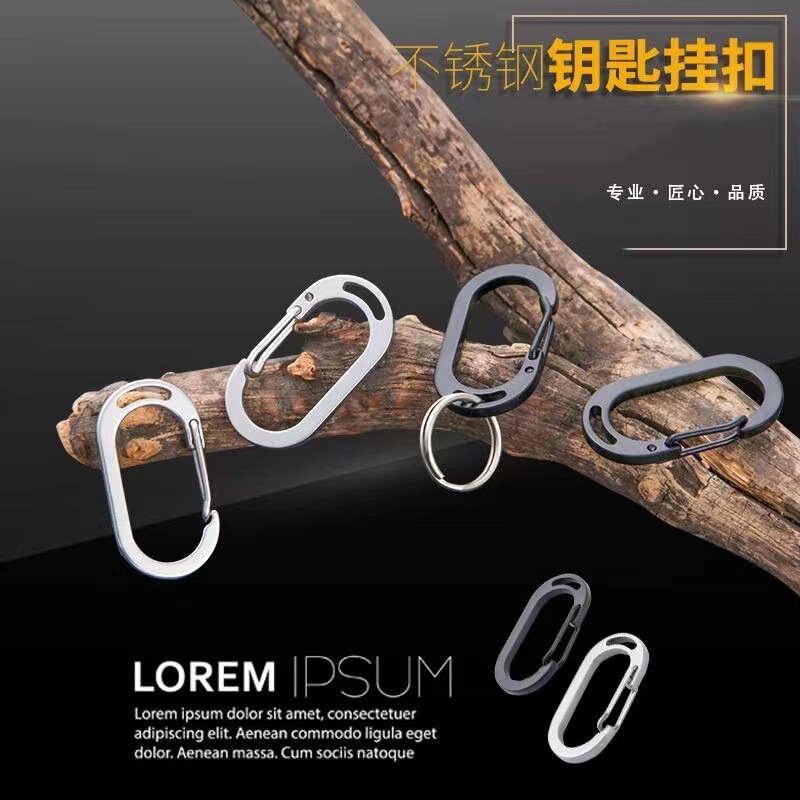 Anti-Lost Metal Edc Multifunctional Stainless Steel Carabiner Spring Hook Buckle Outdoor Tactical Knife Buckle Keychain Gift