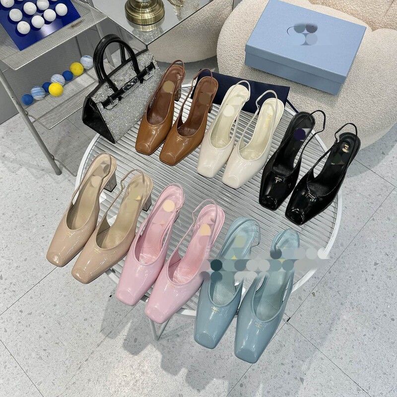 Pointed-toe, shallow-cut, open-back genuine leather chunky heel high-heeled shoes 2026 women's solid color elegant classic sandals PUMPS